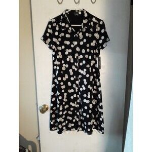 Dress s new $119 IMNYC Black White Career Button Down classic shirt dress small